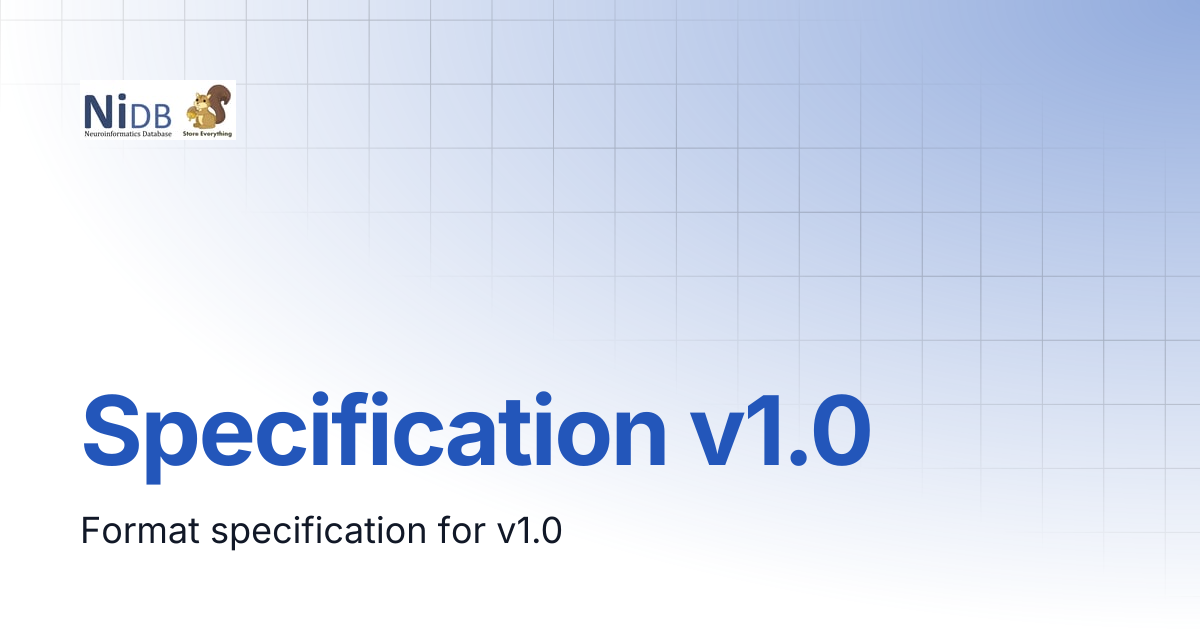 Specification v1.0 | NiDB Documentation