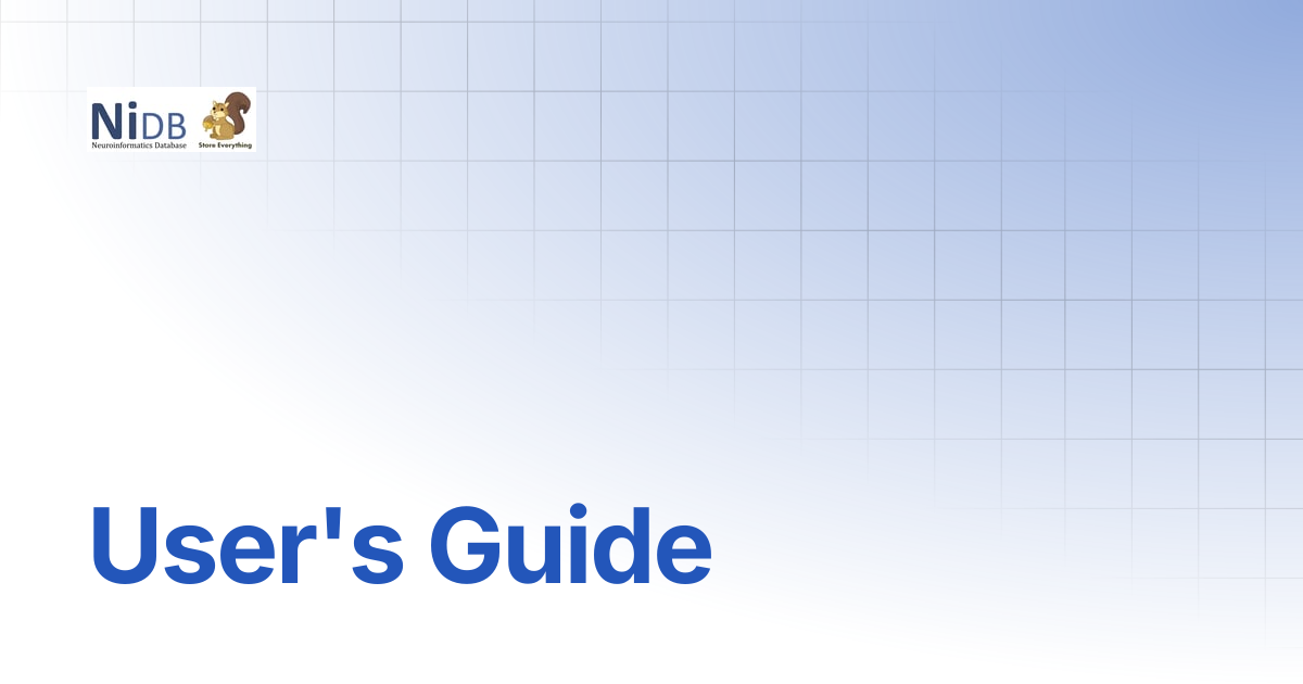 User's Guide | NiDB Documentation